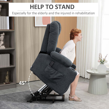 Linen Fabric Recliner Chair 85cm Wide With Footrest And Cup Holder - Velmora