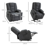 Linen Fabric Recliner Chair 85cm Wide With Footrest And Cup Holder - Velmora