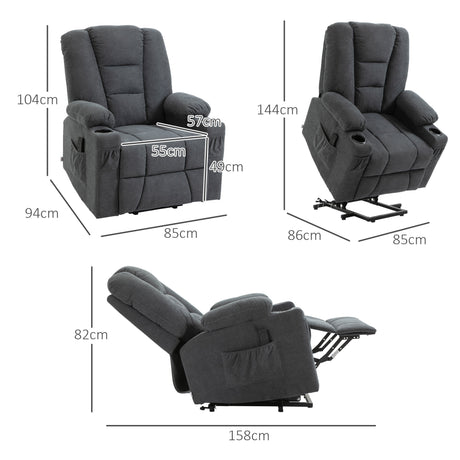Linen Fabric Recliner Chair 85cm Wide With Footrest And Cup Holder - Velmora