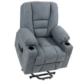 Linen Fabric Recliner Chair 85cm Wide With Footrest And Cup Holder - Velmora