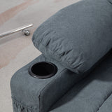 Linen Fabric Recliner Chair 85cm Wide With Footrest And Cup Holder - Velmora