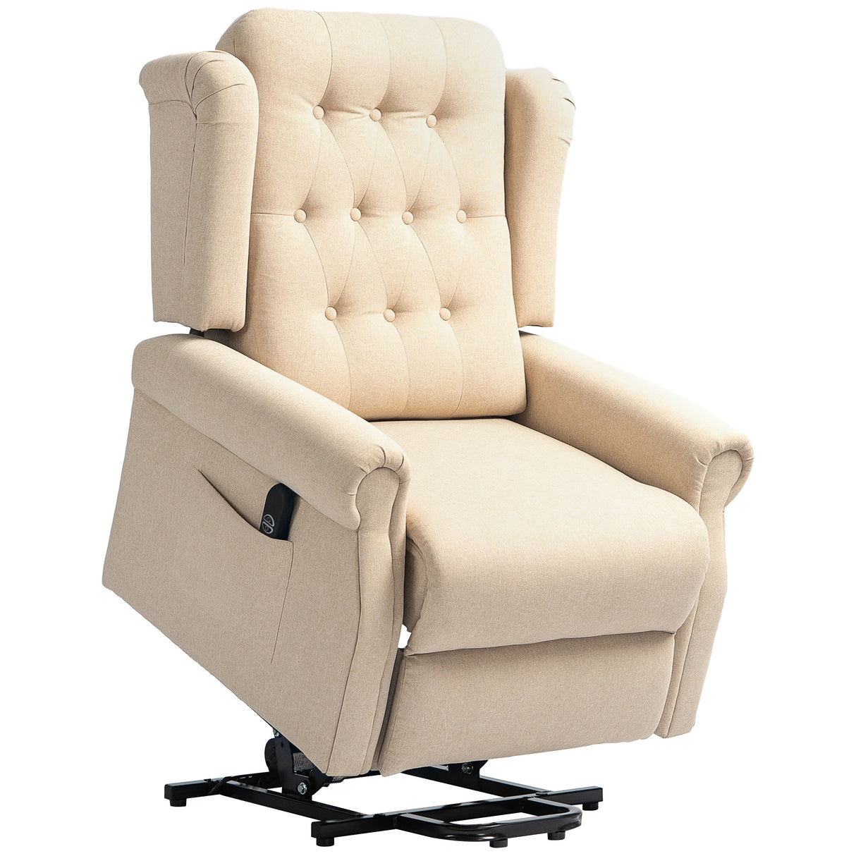 Linen Fabric Recliner Chair 85cm Wide With Footrest - Velmora