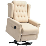 Linen Fabric Recliner Chair 85cm Wide With Footrest - Velmora