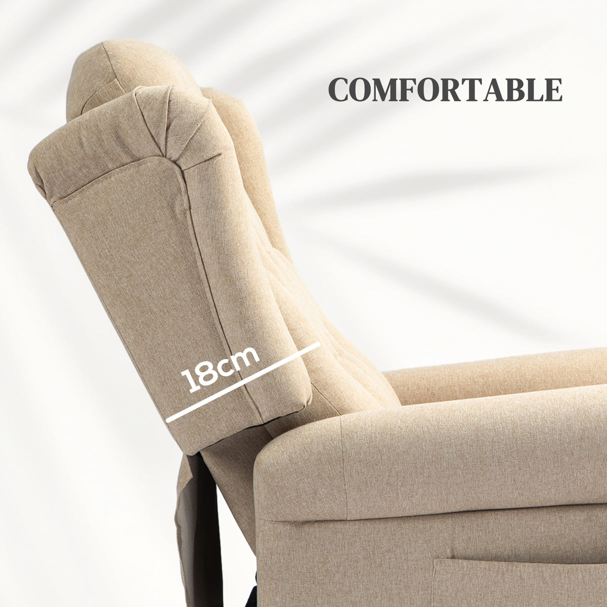 Linen Fabric Recliner Chair 85cm Wide With Footrest - Velmora