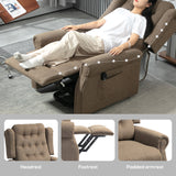Linen Fabric Recliner Chair 85cm Wide With Footrest - Velmora