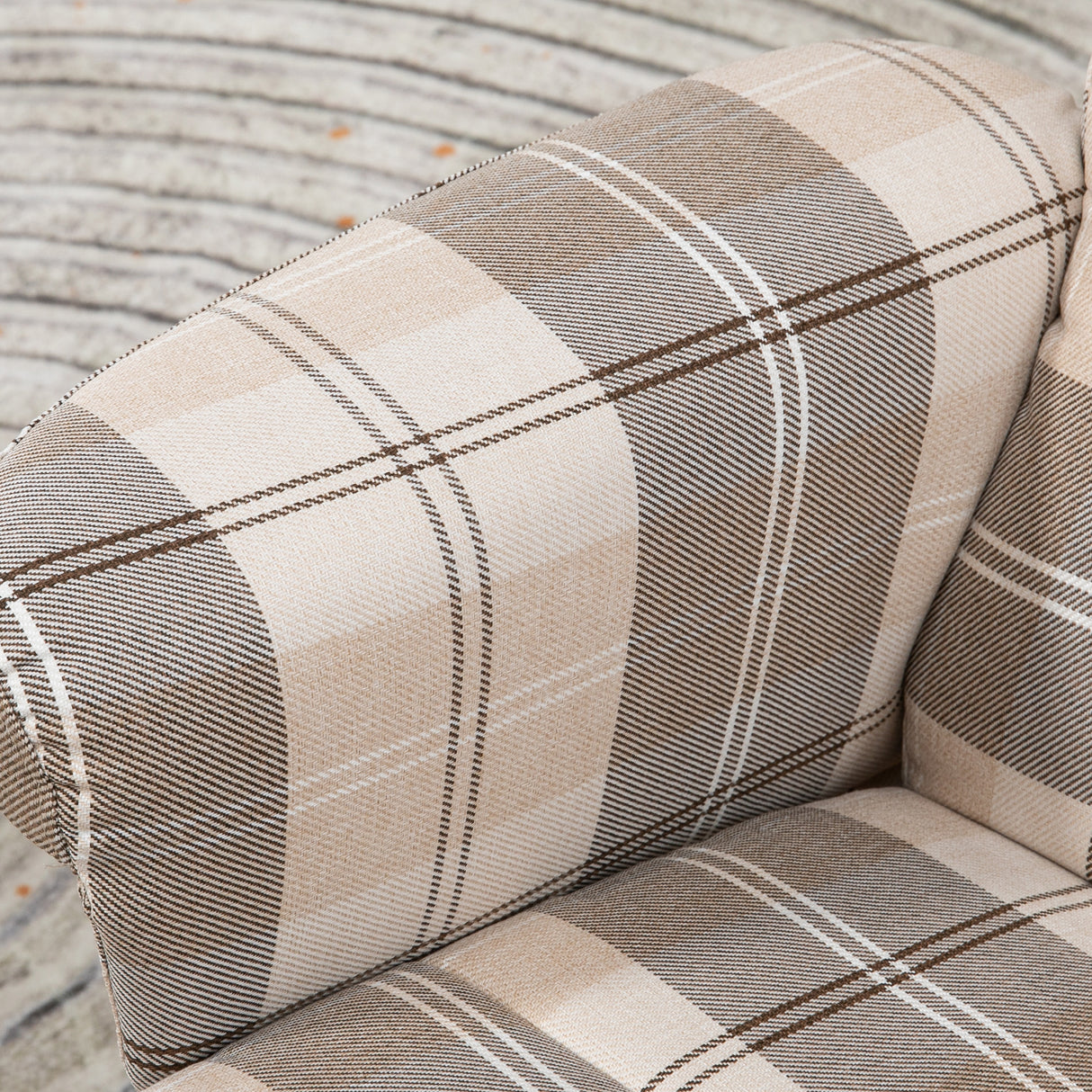 Linen Fabric Recliner Chair 90cm High x 80cm Wide With Footstool And Wooden Base - Velmora