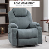 Linen Fabric Recliner Chair 90cm Wide With Footrest - Velmora