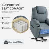 Linen Fabric Recliner Chair 90cm Wide With Footrest - Velmora
