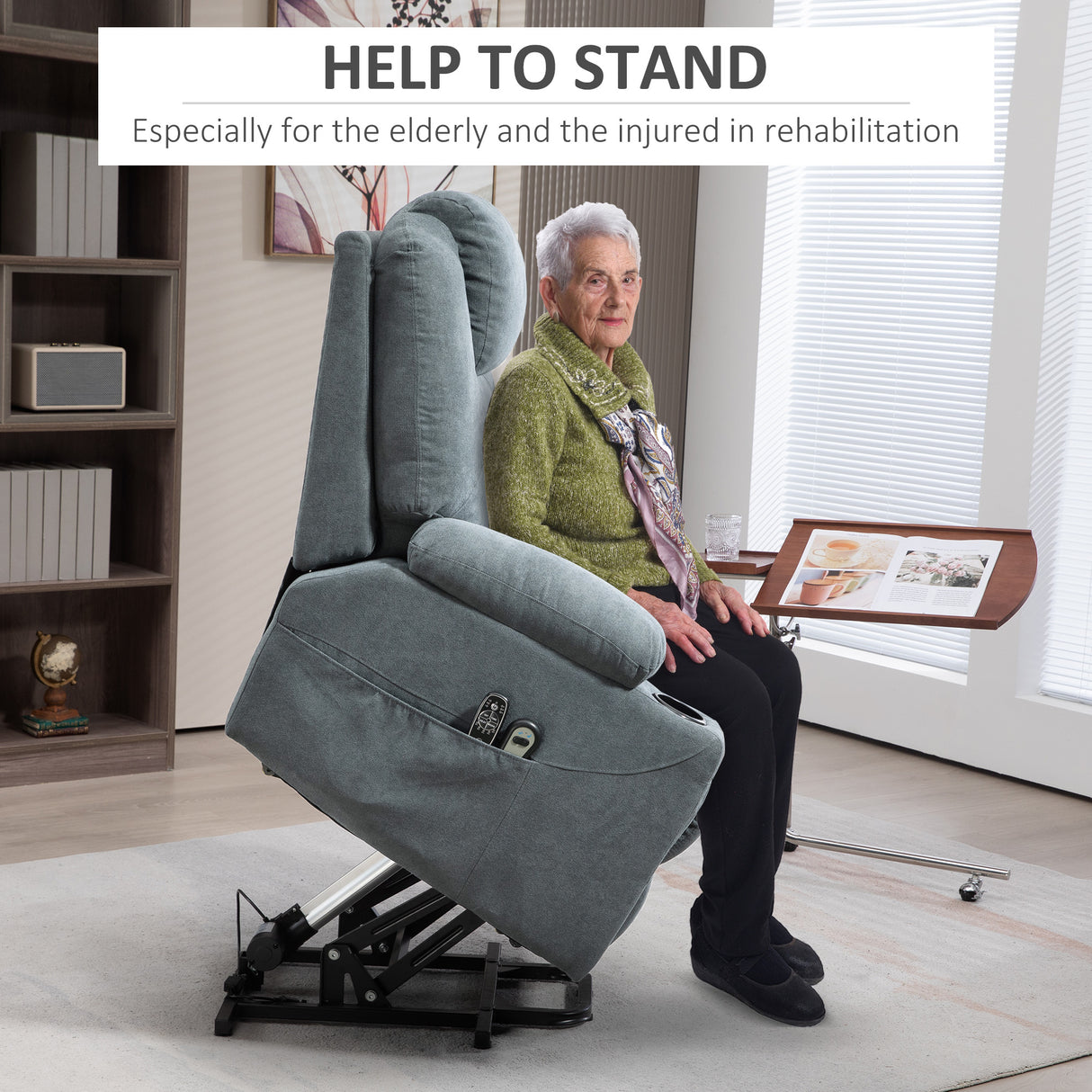Linen Fabric Recliner Chair 90cm Wide With Footrest - Velmora
