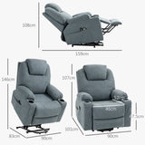 Linen Fabric Recliner Chair 90cm Wide With Footrest - Velmora