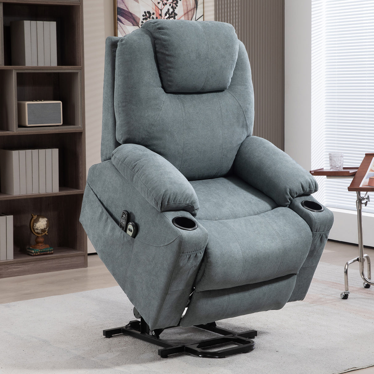 Linen Fabric Recliner Chair 90cm Wide With Footrest - Velmora
