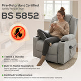 Linen Fabric Recliner Chair 90cm Wide With Footrest - Velmora