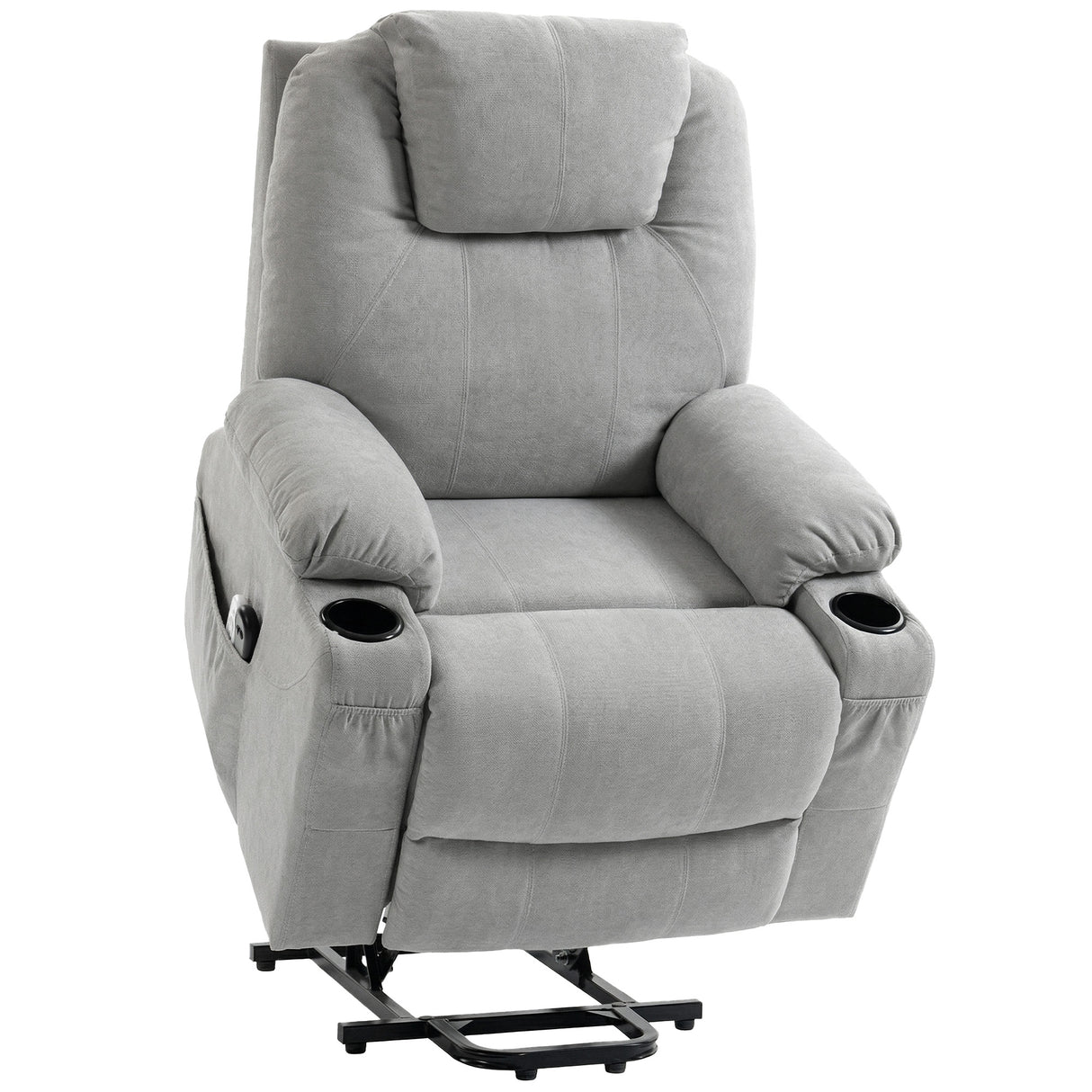 Linen Fabric Recliner Chair 90cm Wide With Footrest - Velmora