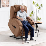 Linen Fabric Recliner Chair 91cm Wide With Footrest - Velmora