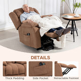 Linen Fabric Recliner Chair 91cm Wide With Footrest - Velmora