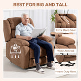 Linen Fabric Recliner Chair 91cm Wide With Footrest - Velmora