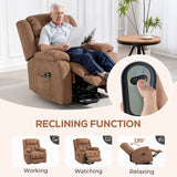 Linen Fabric Recliner Chair 91cm Wide With Footrest - Velmora