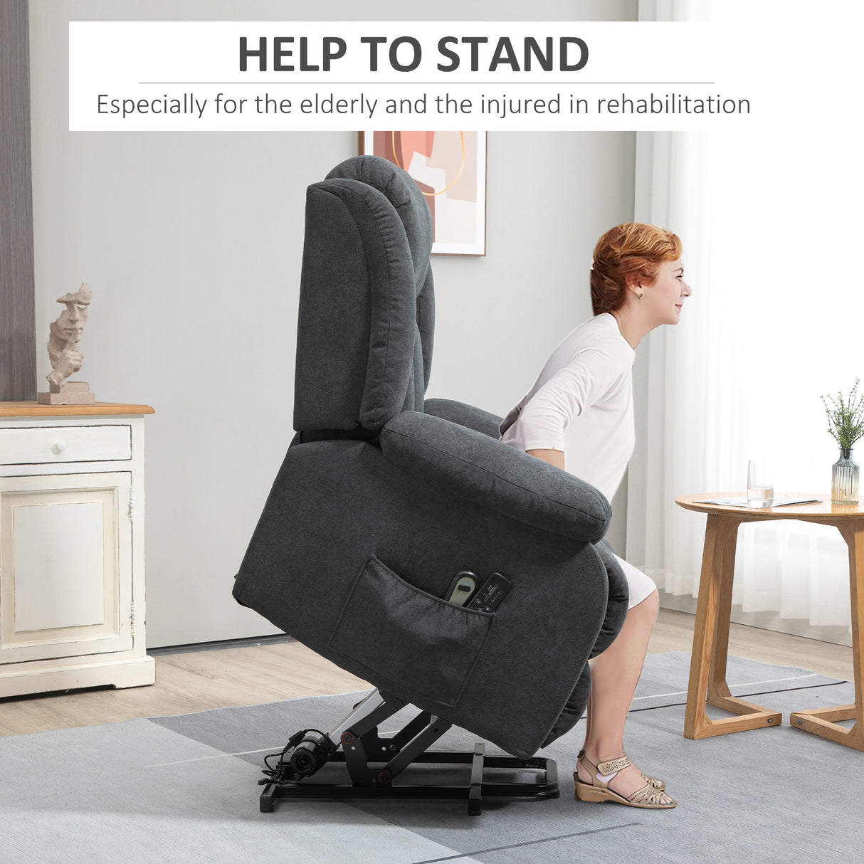 Linen Fabric Recliner Chair 91cm Wide With Footrest - Velmora