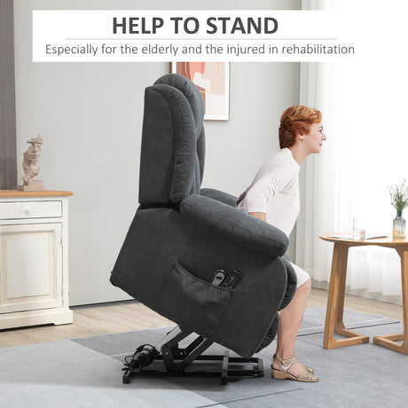 Linen Fabric Recliner Chair 91cm Wide With Footrest - Velmora