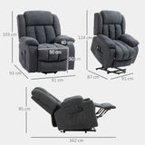 Linen Fabric Recliner Chair 91cm Wide With Footrest - Velmora