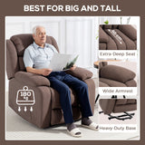 Linen Fabric Recliner Chair 91cm Wide With Footrest - Velmora