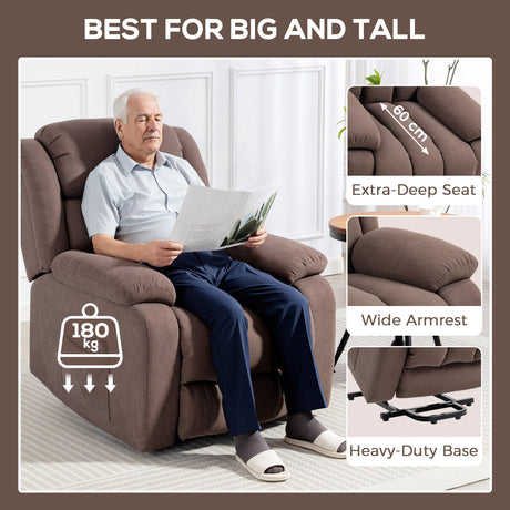 Linen Fabric Recliner Chair 91cm Wide With Footrest - Velmora