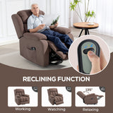Linen Fabric Recliner Chair 91cm Wide With Footrest - Velmora