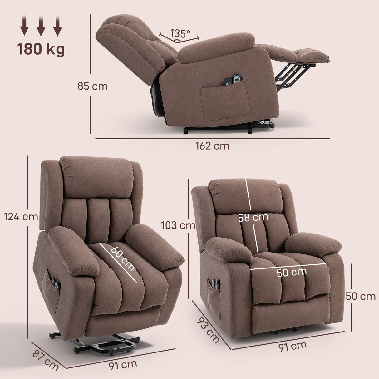 Linen Fabric Recliner Chair 91cm Wide With Footrest - Velmora