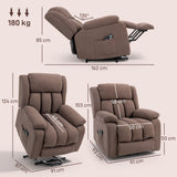 Linen Fabric Recliner Chair 91cm Wide With Footrest - Velmora