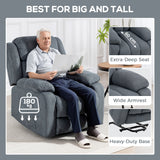 Linen Fabric Recliner Chair 91cm Wide With Footrest - Velmora