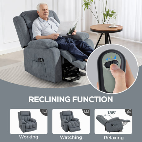 Linen Fabric Recliner Chair 91cm Wide With Footrest - Velmora