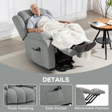 Linen Fabric Recliner Chair 91cm Wide With Footrest - Velmora