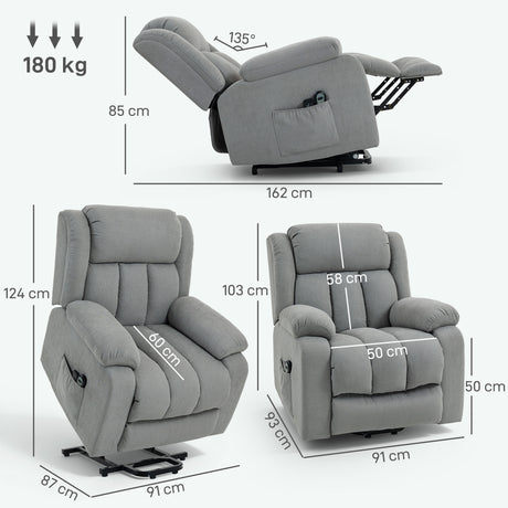 Linen Fabric Recliner Chair 91cm Wide With Footrest - Velmora