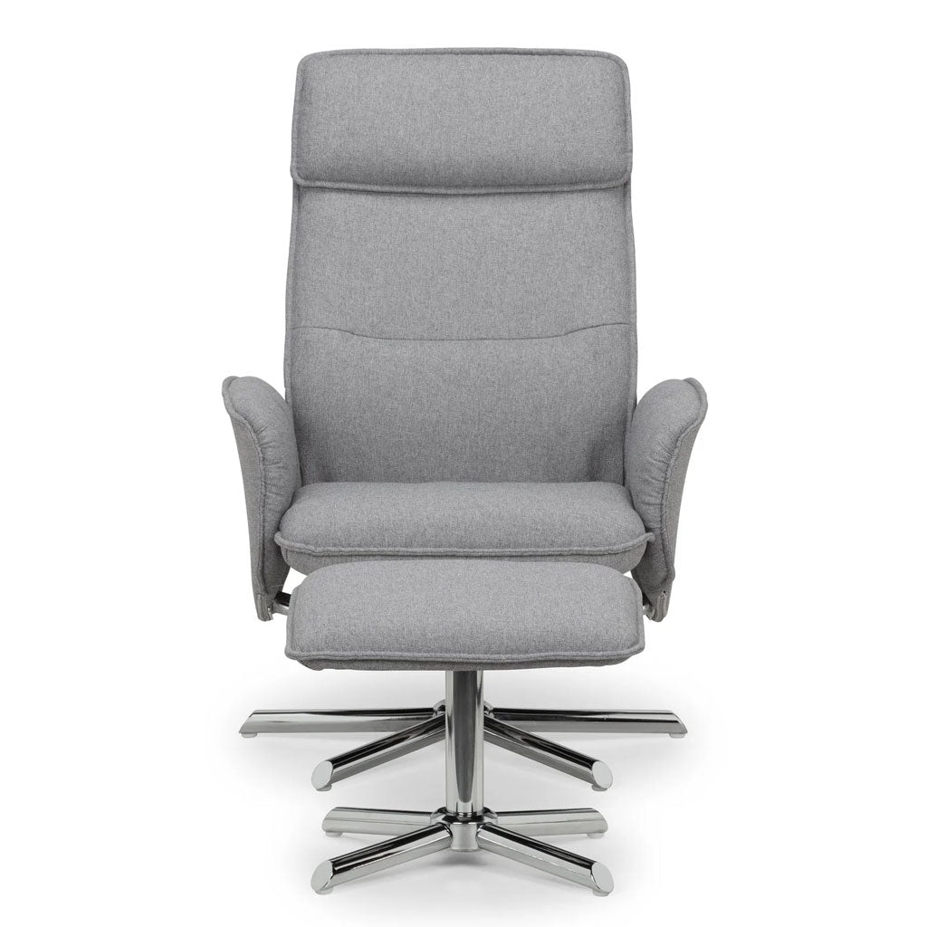 Linen Fabric Recliner Chair And Footstool - Aria