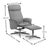 Linen Fabric Recliner Chair And Footstool - Aria