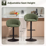 Linen Fabric Relaxed Tub Bar Stools in Set Of 2 - Velmora