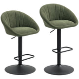 Linen Fabric Relaxed Tub Bar Stools in Set Of 2 - Velmora