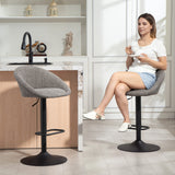 Linen Fabric Relaxed Tub Bar Stools in Set Of 2 - Velmora