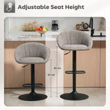 Linen Fabric Relaxed Tub Bar Stools in Set Of 2 - Velmora