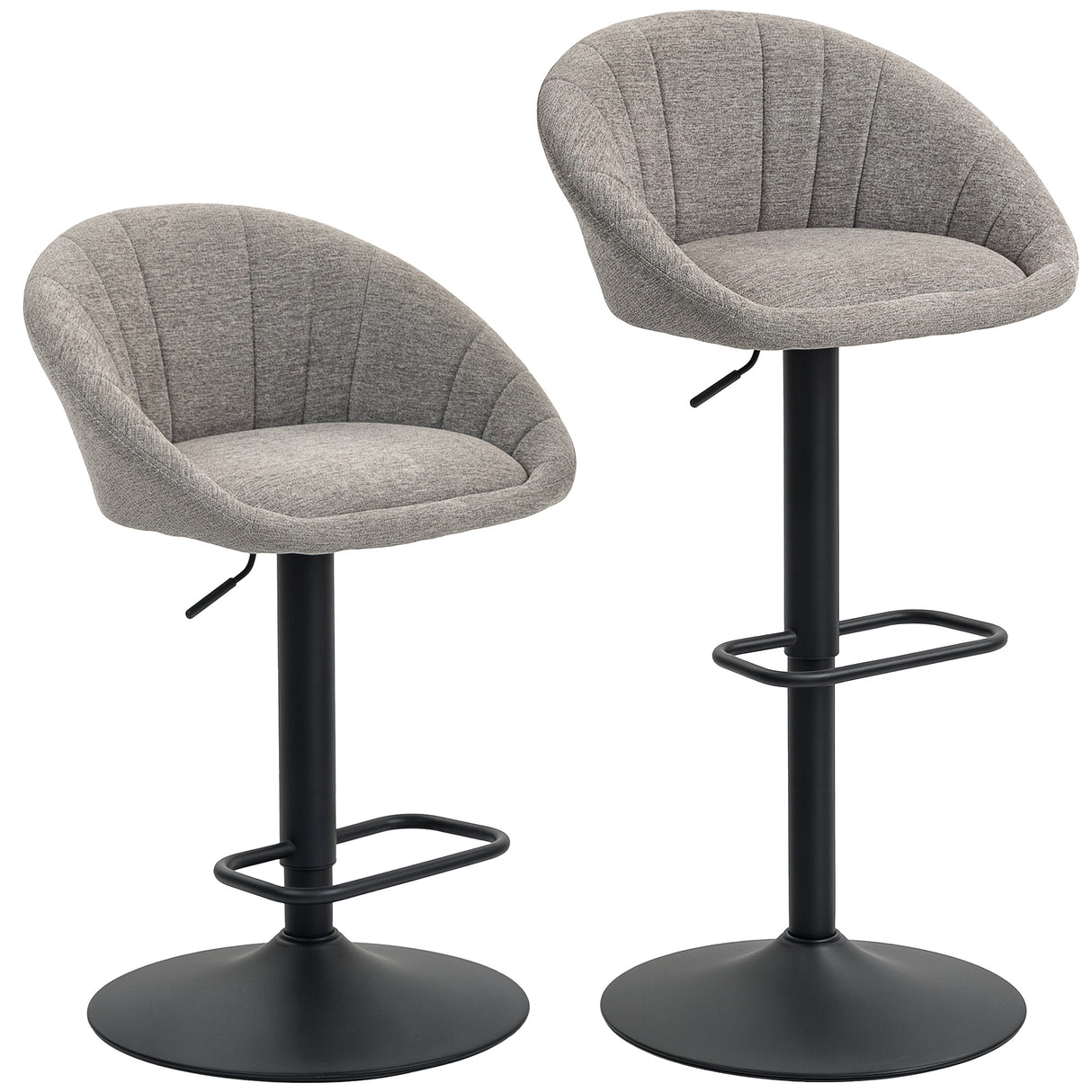 Linen Fabric Relaxed Tub Bar Stools in Set Of 2 - Velmora