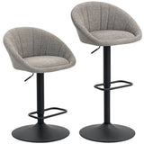 Linen Fabric Relaxed Tub Bar Stools in Set Of 2 - Velmora