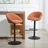 Linen Fabric Relaxed Tub Bar Stools in Set Of 2 - Velmora