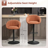 Linen Fabric Relaxed Tub Bar Stools in Set Of 2 - Velmora