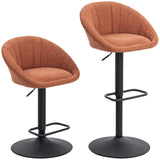 Linen Fabric Relaxed Tub Bar Stools in Set Of 2 - Velmora