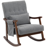 Linen Fabric Rocking Accent Chair 65cm Wide - Velmora