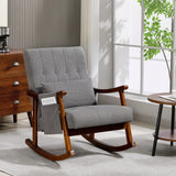 Linen Fabric Rocking Accent Chair 65cm Wide - Velmora