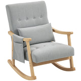 Linen Fabric Rocking Accent Chair 65cm Wide - Velmora