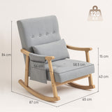 Linen Fabric Rocking Accent Chair 65cm Wide - Velmora