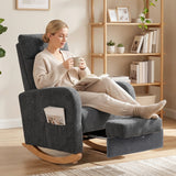 Linen Fabric Rocking Chair 66cm Wide - Velmora