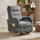 Linen Fabric Rocking Chair 66cm Wide - Velmora